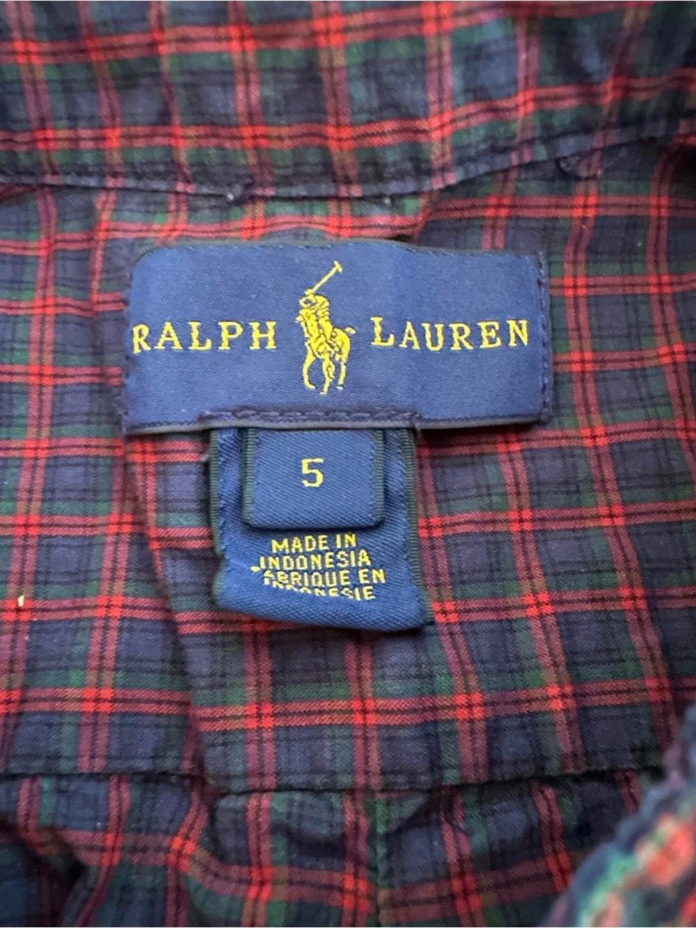 Ralph Lauren Kids Burgundy and Navy Plaid Button-Down Shirt -EUC